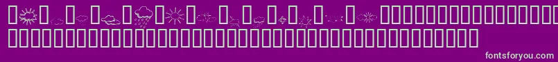 フォントKrWeatherDings – 紫の背景に緑のフォント