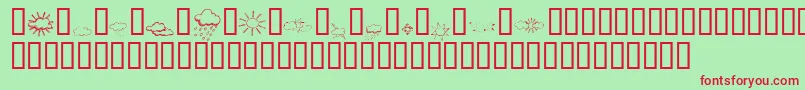 KrWeatherDings-fontti – punaiset fontit vihreällä taustalla