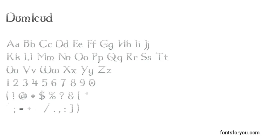 Schriftart Dum1cud – Alphabet, Zahlen, spezielle Symbole
