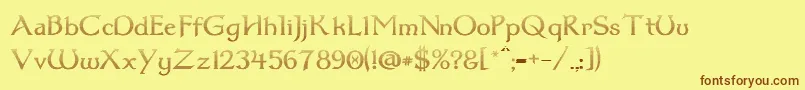 Dum1cud-Schriftart – Braune Schriften auf gelbem Hintergrund