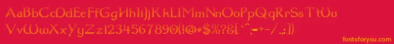 フォントDum1cud – 赤い背景にオレンジの文字