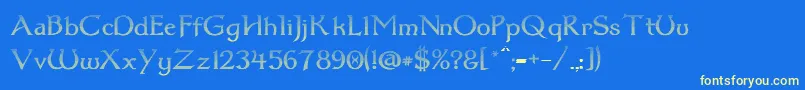 Dum1cud Font – Yellow Fonts on Blue Background