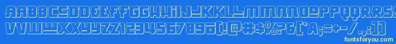 Hongkonghustle3D-Schriftart – Gelbe Schriften auf blauem Hintergrund