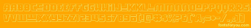 Hongkonghustle3D-Schriftart – Gelbe Schriften auf orangefarbenem Hintergrund