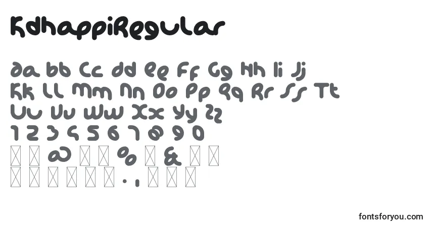 Czcionka KdhappiRegular – alfabet, cyfry, specjalne znaki
