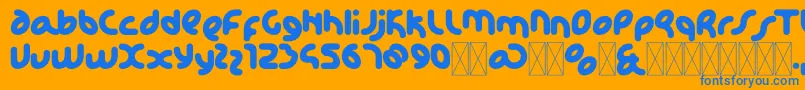 KdhappiRegular Font – Blue Fonts on Orange Background