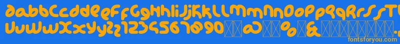 KdhappiRegular Font – Orange Fonts on Blue Background