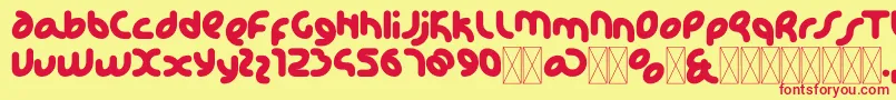 KdhappiRegular Font – Red Fonts on Yellow Background