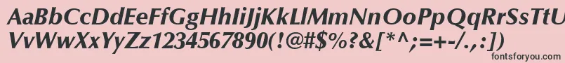 Fonte OptimaLtBlackItalic – fontes pretas em um fundo rosa