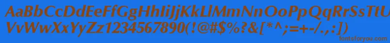 Fonte OptimaLtBlackItalic – fontes marrons em um fundo azul