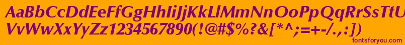 OptimaLtBlackItalic-Schriftart – Violette Schriften auf orangefarbenem Hintergrund