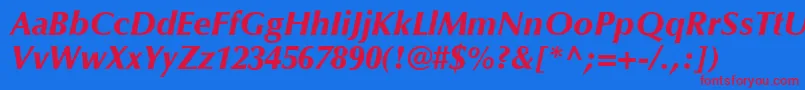 OptimaLtBlackItalic Font – Red Fonts on Blue Background