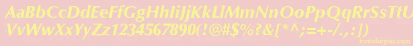 フォントOptimaLtBlackItalic – 黄色のフォント、ピンクの背景