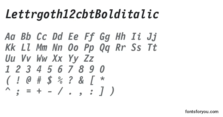A fonte Lettrgoth12cbtBolditalic – alfabeto, números, caracteres especiais