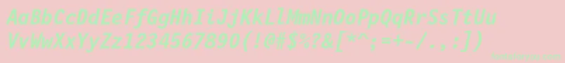 Lettrgoth12cbtBolditalicフォントについての詳細 フォントLettrgoth12cbtBolditalic – ピンクの背景に緑の文字