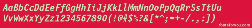フォントLettrgoth12cbtBolditalic – 赤い背景に緑の文字