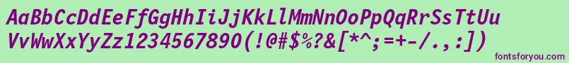 Lettrgoth12cbtBolditalic Font – Purple Fonts on Green Background