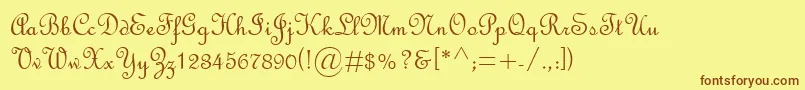 FrenchScriptMt Font – Brown Fonts on Yellow Background