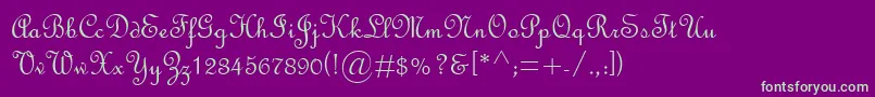 FrenchScriptMt Font – Green Fonts on Purple Background