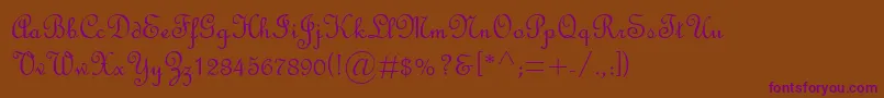 FrenchScriptMt-Schriftart – Violette Schriften auf braunem Hintergrund