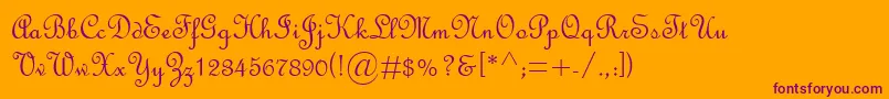 FrenchScriptMt Font – Purple Fonts on Orange Background