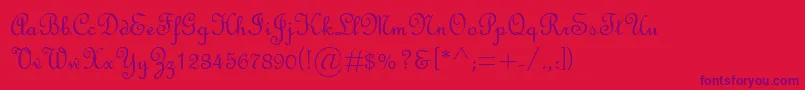Czcionka FrenchScriptMt – fioletowe czcionki na czerwonym tle