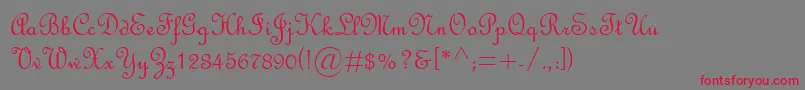 フォントFrenchScriptMt – 赤い文字の灰色の背景