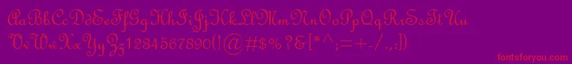 FrenchScriptMt Font – Red Fonts on Purple Background