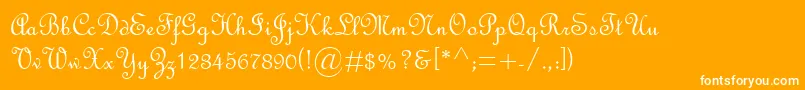 FrenchScriptMt Font – White Fonts on Orange Background