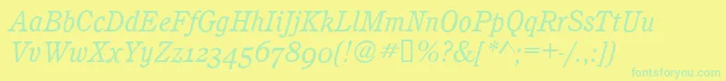 CalgaryOsfBookitalic Font – Green Fonts on Yellow Background