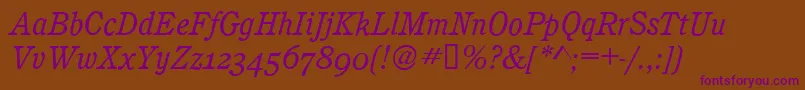 CalgaryOsfBookitalic Font – Purple Fonts on Brown Background
