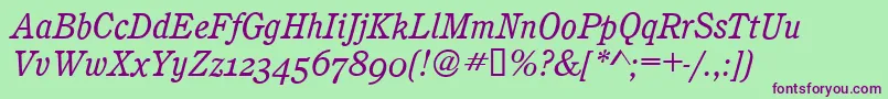 CalgaryOsfBookitalic Font – Purple Fonts on Green Background