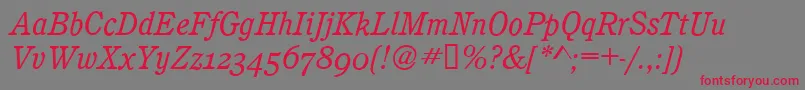 フォントCalgaryOsfBookitalic – 赤い文字の灰色の背景
