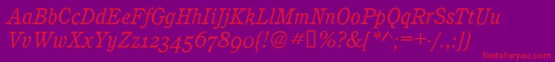 CalgaryOsfBookitalic Font – Red Fonts on Purple Background