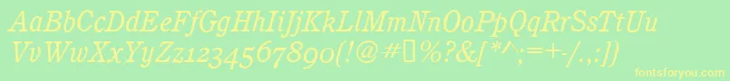 CalgaryOsfBookitalic Font – Yellow Fonts on Green Background