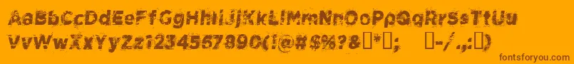 CfspacecowboyRegular-Schriftart – Braune Schriften auf orangefarbenem Hintergrund