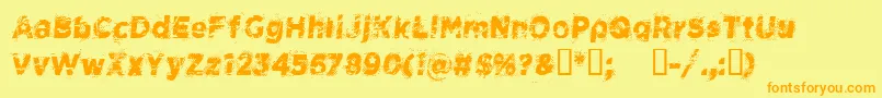 CfspacecowboyRegular-Schriftart – Orangefarbene Schriften auf gelbem Hintergrund