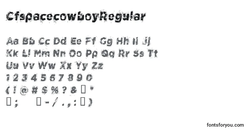 characters of cfspacecowboyregular font, letter of cfspacecowboyregular font, alphabet of  cfspacecowboyregular font