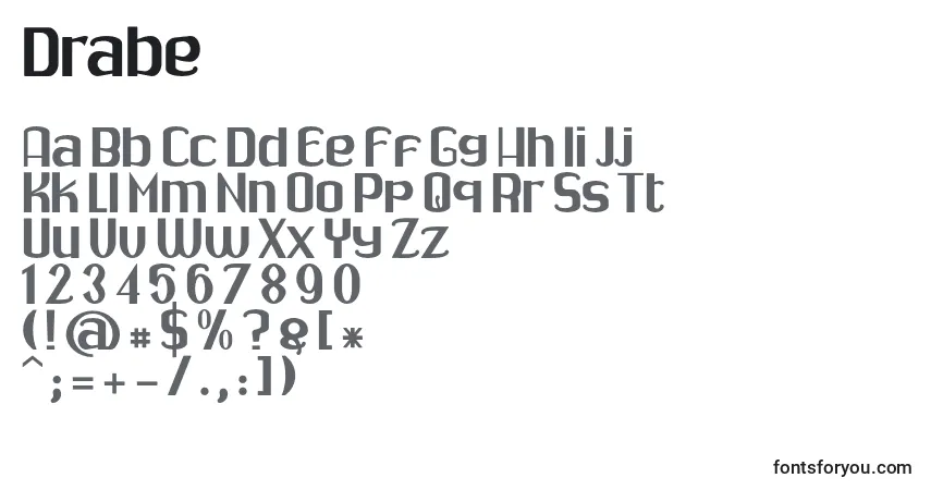 Schriftart Drabe – Alphabet, Zahlen, spezielle Symbole