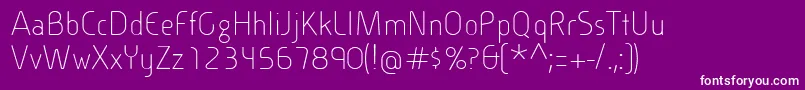 CineplexLtLight-fontti – valkoiset fontit violetilla taustalla