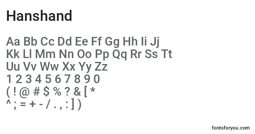 Hanshand Font – alphabet, numbers, special characters