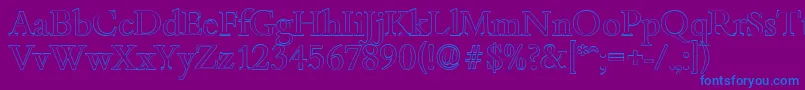 BambergoutlineRegular-Schriftart – Blaue Schriften auf violettem Hintergrund