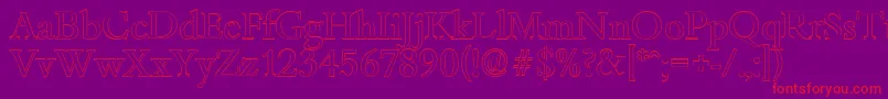 BambergoutlineRegular-Schriftart – Rote Schriften auf violettem Hintergrund