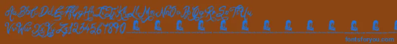 SketchyScript Font – Blue Fonts on Brown Background