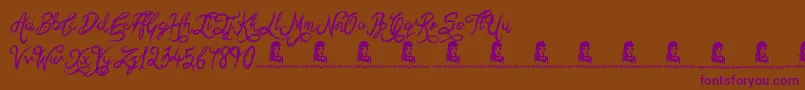 SketchyScript-Schriftart – Violette Schriften auf braunem Hintergrund