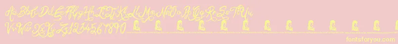 SketchyScript Font – Yellow Fonts on Pink Background