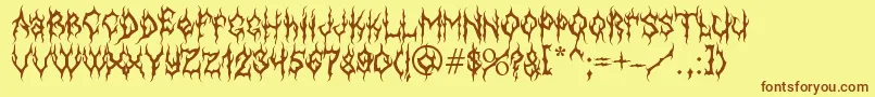 Fonte MbGothicdawnFont – fontes marrons em um fundo amarelo