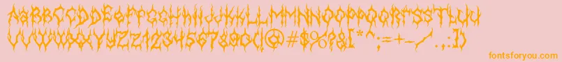 MbGothicdawnFont-Schriftart – Orangefarbene Schriften auf rosa Hintergrund