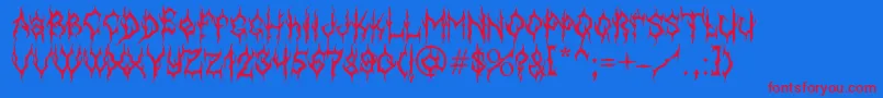 MbGothicdawnFont Font – Red Fonts on Blue Background