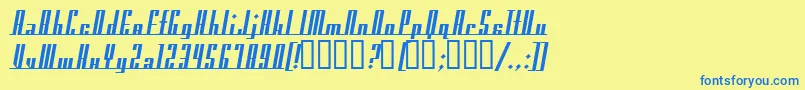 フォントAmericanaDreamsBold – 青い文字が黄色の背景にあります。